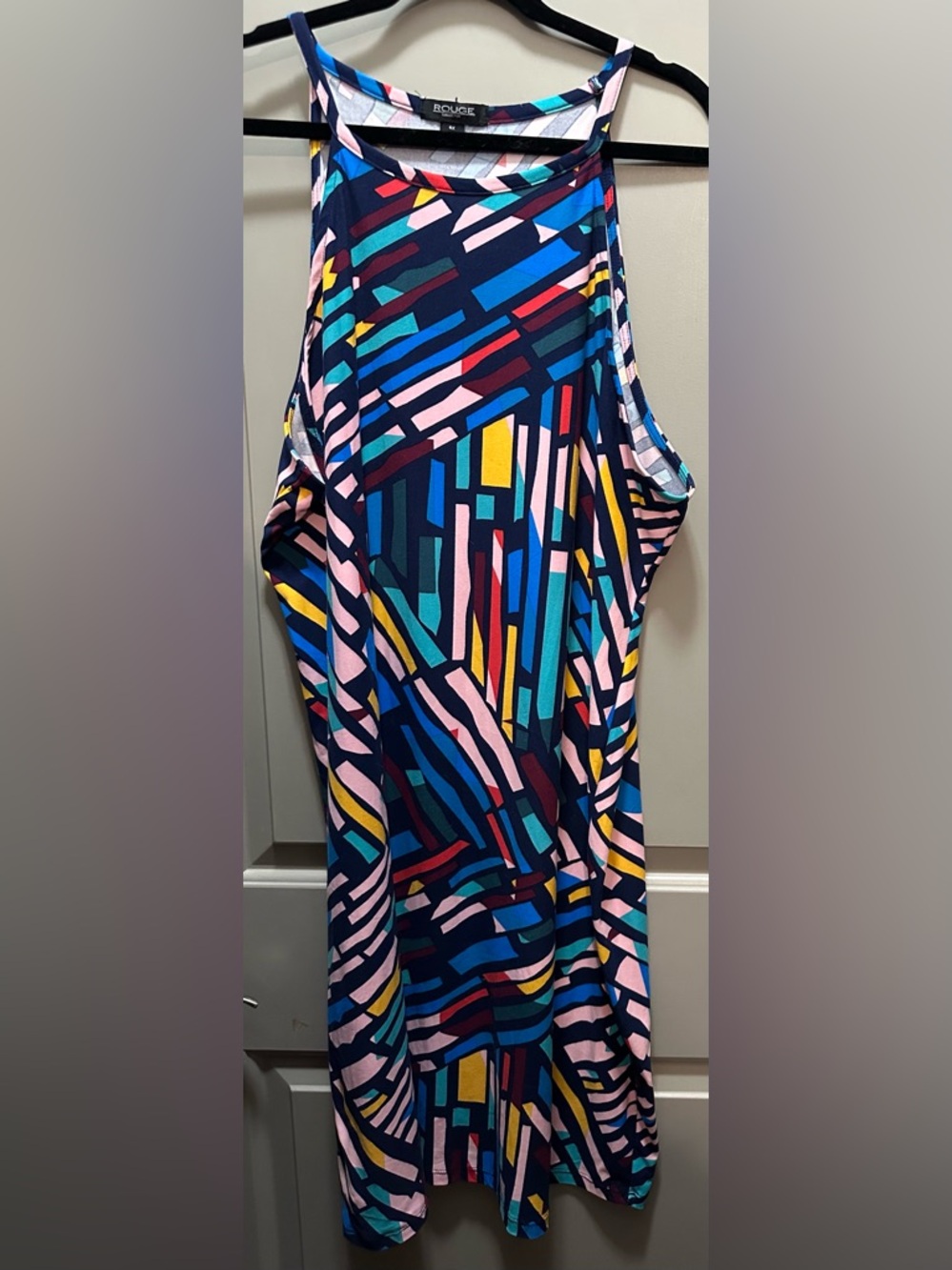 Rouge Collection Size 4X Bright Geometric Summer Dress EUC